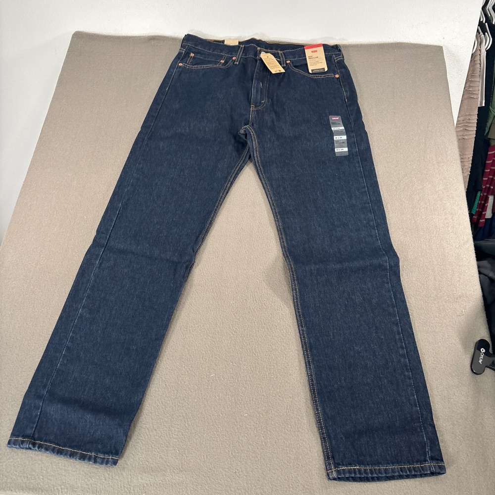 Levi's 505 Regular Fit Jeans Mens Size 36x34 Dark Wash Straight Leg Denim